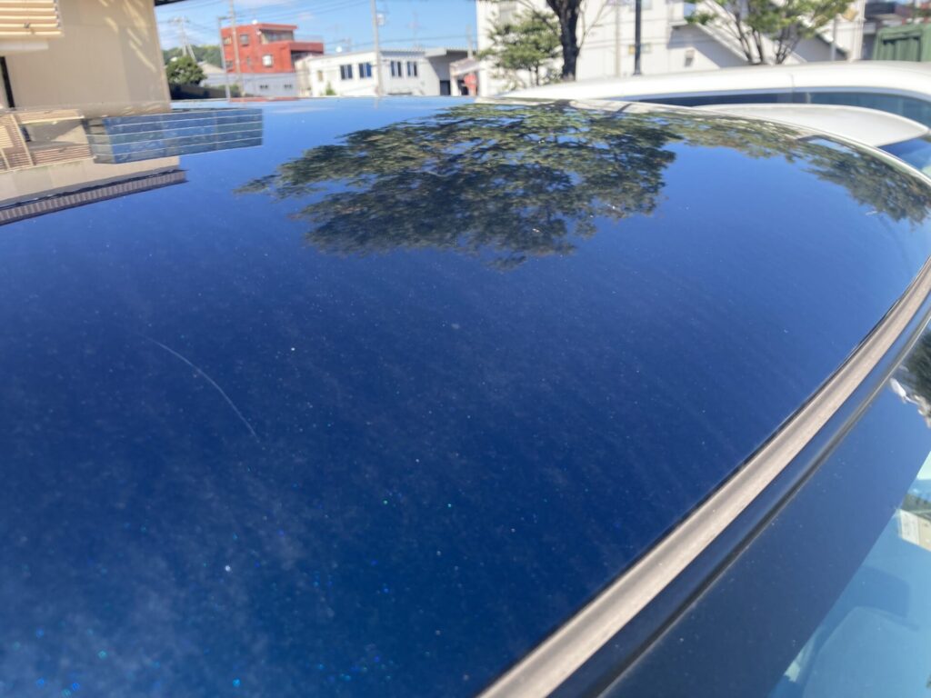 泡ブロープライムコート後に拭き上げ不足で残ったコーティング痕