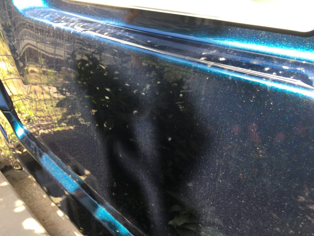 車に付着した黄色い花粉の汚れの例