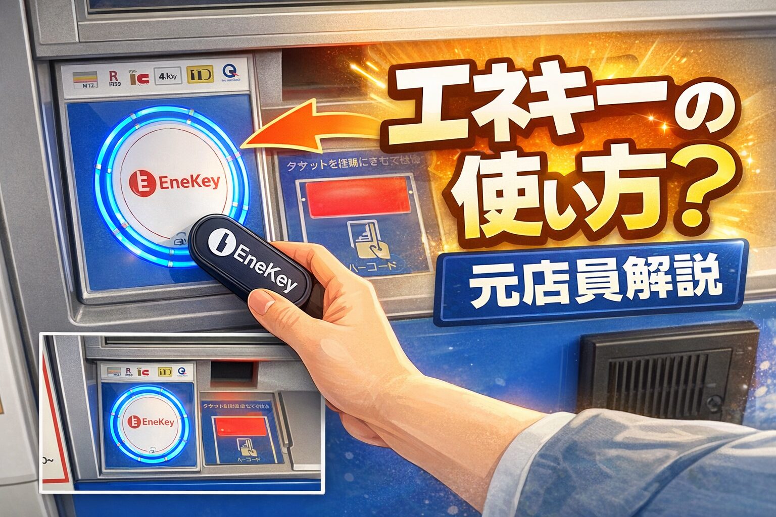 エネキーの使い方｜給油機のタッチ位置を解説