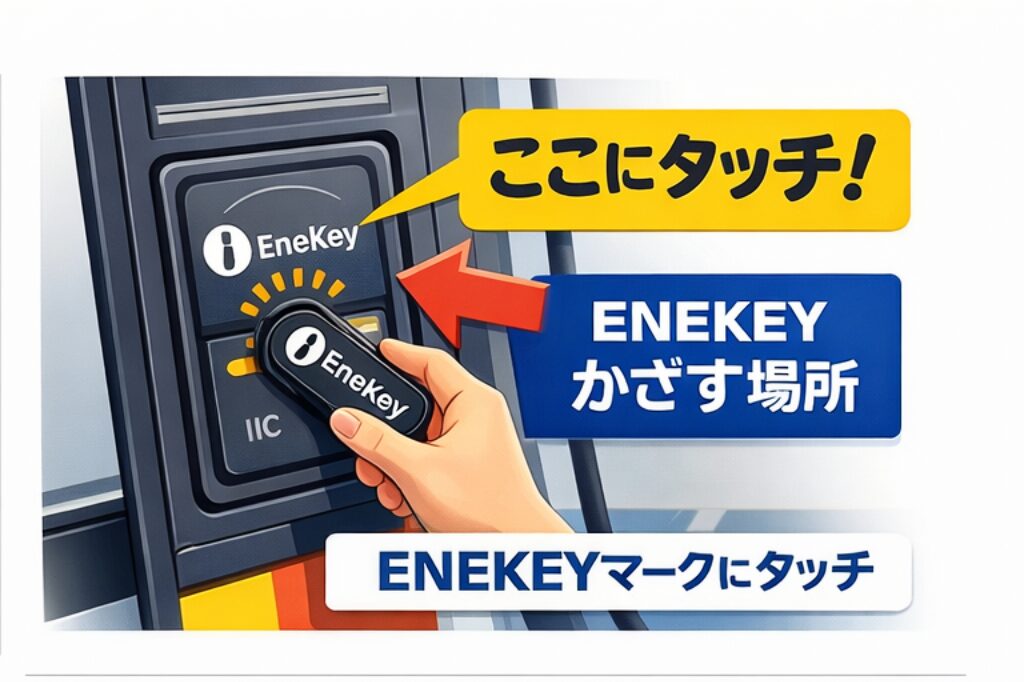 エネキーのタッチ位置｜給油機の読み取りセンサー
