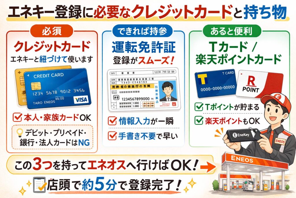 エネキー登録に必要なクレジットカードと持ち物まとめ