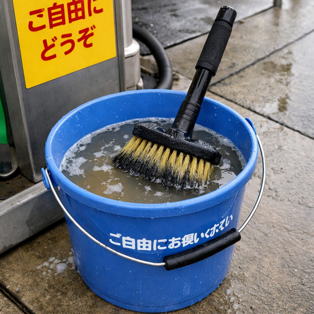 ガソリンスタンド備え付けのブラシを使うと車に洗車傷がつく理由を解説する画像