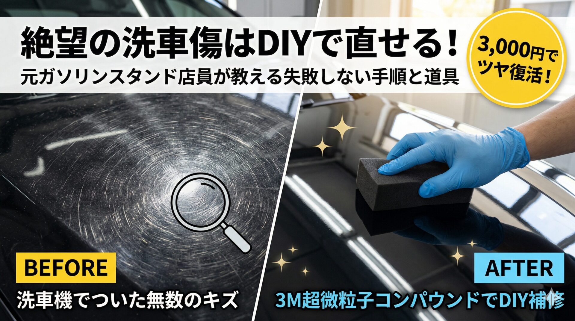 洗車機の傷を自力で直す手順